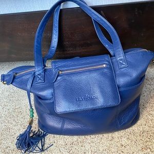 Lily Jade Real Leather Madeline Diaper Bag Navy